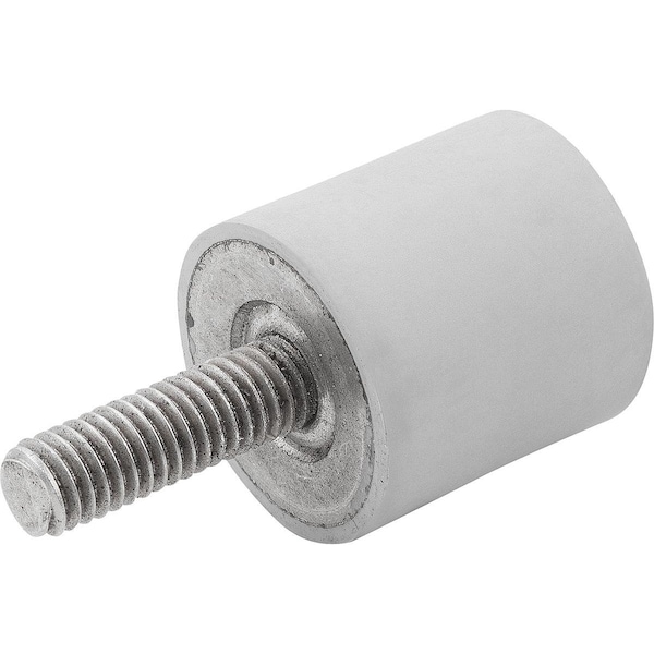 Rubber Buffer Type D Thread M08X23, D=30, H=15, Ss 1.4401, Comp:Elast. Natural Rubber Shore 55A,